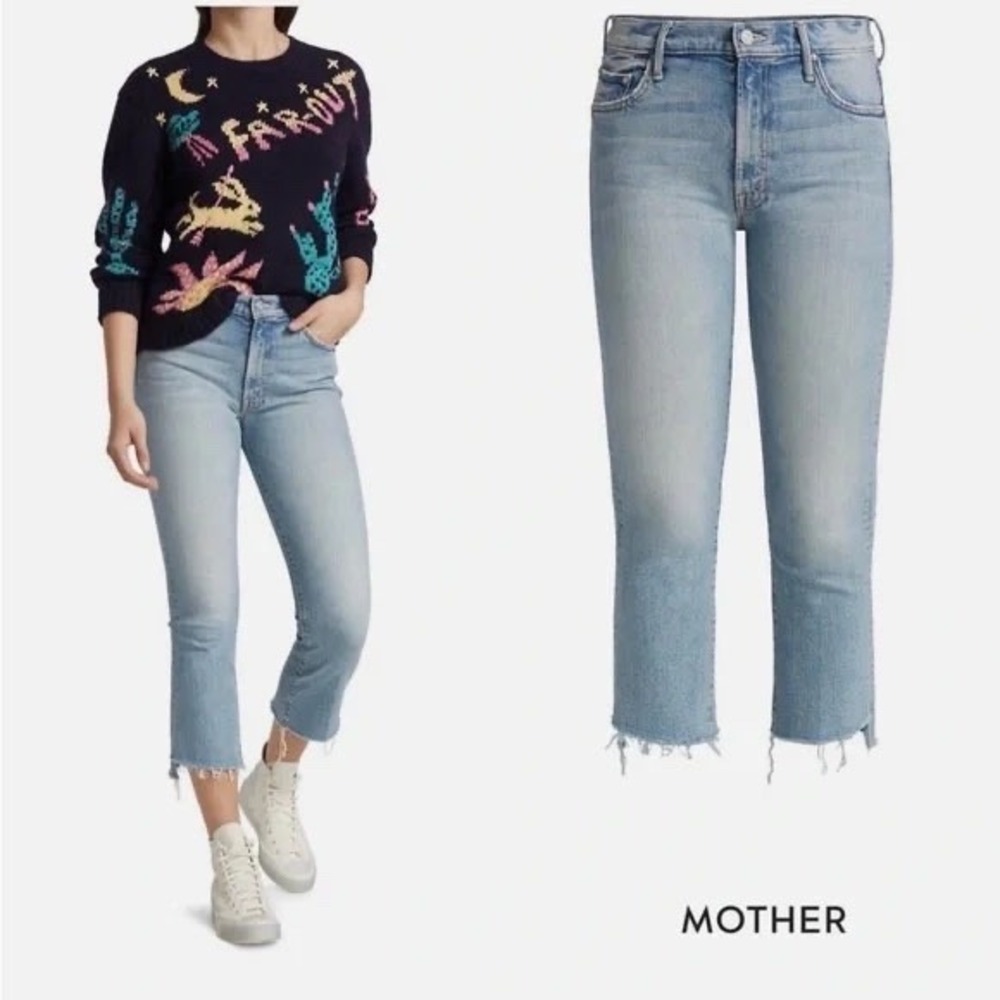 Mother The Insider Crop Step‎ Fray Light Wash High Rise  24